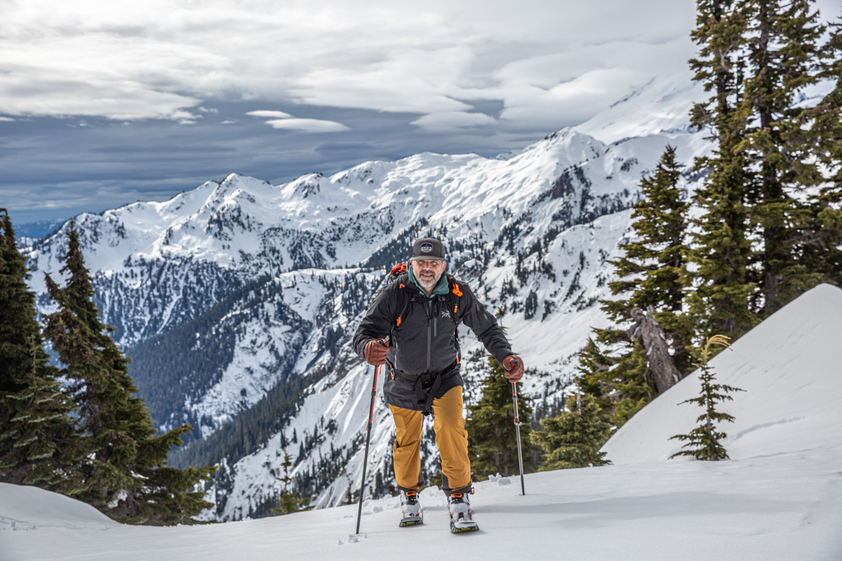 Arc'teryx Beta AR (skinning up snowy hill)